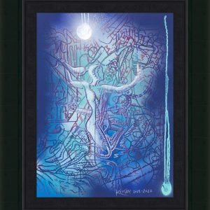Mark Kostabi "Moonlight Selfie" (2013-2022) Original Painting