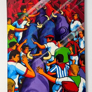 Erwin Dazelle "Running with the Bulls" (2010) Original Painting