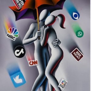 Mark Kostabi "Media Shower" (2021) Limited Edition Giclee