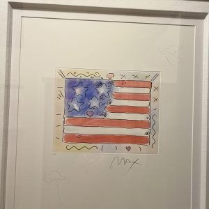 Peter Max "Flag with Heart (Angel/Profile)" Signed Etching